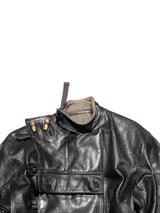 Swedish Military 1950´s Leather Biker Jacket 50=L Black