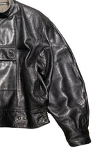 Swedish Military 1950´s Leather Biker Jacket 50=L Black