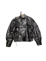 Swedish Military 1950´s Leather Biker Jacket 50=L Black