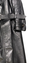 Vintage Leather 1960´s Trench Coat L Black