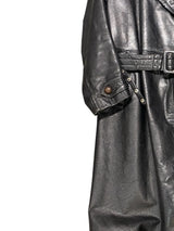 Vintage Leather 1960´s Trench Coat L Black