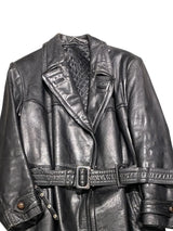 Vintage Leather 1960´s Trench Coat L Black